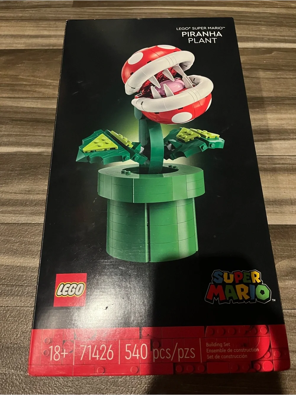 Lego Super Mario Red & White Piranha Plant with Green Pipe